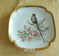 Set of 5 Antique T&V Limoges France Hand Painted Plate/Dish Bird With Gold Gilt