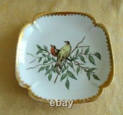 Set of 5 Antique T&V Limoges France Hand Painted Plate/Dish Bird With Gold Gilt