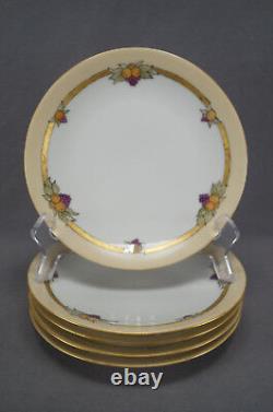 Set of 5 Limoges Hand Painted Signed Luella Fogelsanger Fruit & Gold Plates 1919