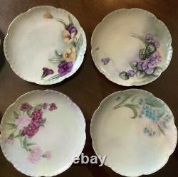 Set of 6 Antique Haviland Limoges Botanical Dessert Plates Hand Painted