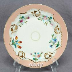 Set of 6 Haviland Limoges Floral Peach & Gold 7 3/4 Inch Plates Circa 1850-1865