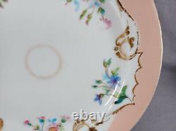 Set of 6 Haviland Limoges Floral Peach & Gold 7 3/4 Inch Plates Circa 1850-1865