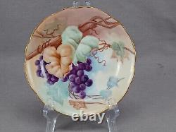 Set of 6 Limoges Hand Painted Grapes & Gold 5 3/4 Inch Dessert Bowls Circa 1905