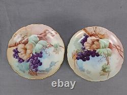 Set of 6 Limoges Hand Painted Grapes & Gold 5 3/4 Inch Dessert Bowls Circa 1905