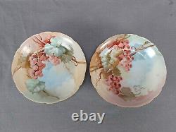 Set of 6 Limoges Hand Painted Grapes & Gold 5 3/4 Inch Dessert Bowls Circa 1905