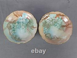 Set of 6 Limoges Hand Painted Grapes & Gold 5 3/4 Inch Dessert Bowls Circa 1905