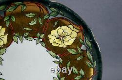 Set of 6 WG Limoges Hand Painted Signed Art Nouveau Yellow Roses & Gold Plates