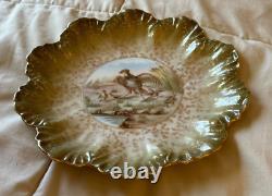 Set of 7 Antique Limoges France Plates 9 Hand-Painted BIRDS-Gold-ca. 1891 1914