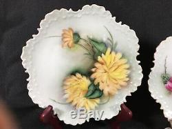 Set of 9 Rosenthal Bavaria Hand Painted Floral Plates McCormick Scalloped 6-3/4