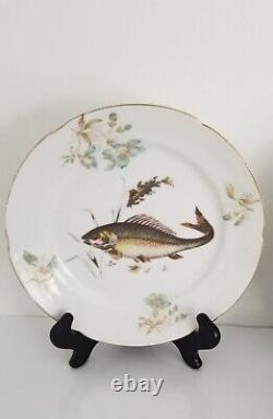 Set of 9 Vintage Antique Hand-Painted Fish Plates D 71/2