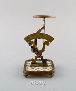 Sevres / Limoges style. Desk garniture in hand-painted porcelain and brass