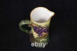 Stunning Delinieres & Co. Antique Tankard Hand Painted Grapes French Limoges