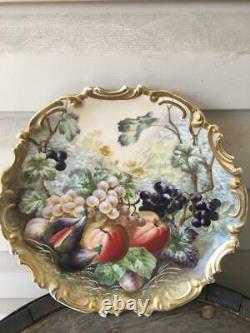 Stunning Large Limoges Platter Hand Painted GOLSE Old Staple Repair France