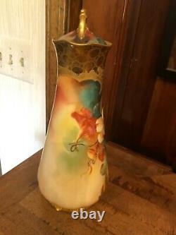 Stunning T&V Limoges Hand Painted Signed Floral Chocolate Pot