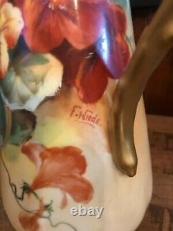 Stunning T&V Limoges Hand Painted Signed Floral Chocolate Pot