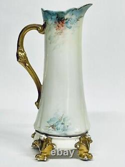 Stunning Vintage Hand Painted Ginori Italy Tankard on Limoges France Stand