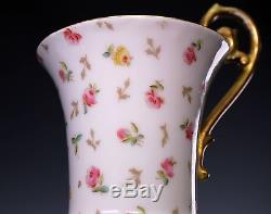 TV T&V Limoges Hand Painted Flowers 4 Cups Cup and 4 Saucers Saucer