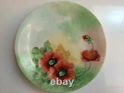 T&V Limoges Antique Hand Painted Signed Plate 8 1/2 Floral signed Sara Neill