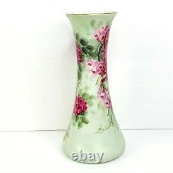 T&V Limoges France Antique Vase Hand Painted Floral Flowers Artist Signed