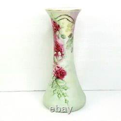 T&V Limoges France Antique Vase Hand Painted Floral Flowers Artist Signed