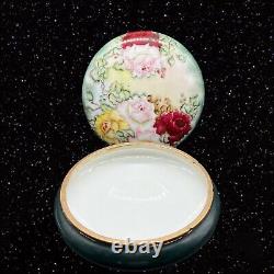 T&V Limoges France Bowl Trinket Box Antique Porcelain Flower Hand Painted 8w