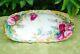 T&v Limoges France Hand Painted Large Oval Dish/ Bowl With Roses