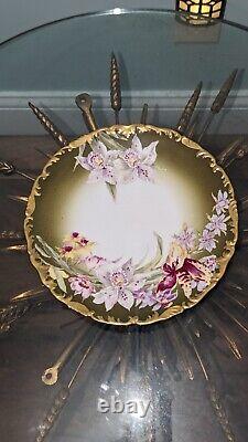 T & V Limoges France Hand Painted Orchid Plate