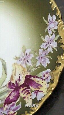 T & V Limoges France Hand Painted Orchid Plate