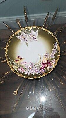 T & V Limoges France Hand Painted Orchid Plate