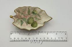 T&V Limoges Hand-Painted Leaf-Shaped Trinket Dish