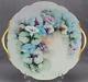 T&v Limoges Hand Painted Pink Blue Purple Morning Glories & Gold Cake Plate