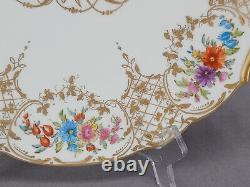 T&V Limoges Hand Painted Raised Gold Monogram & Floral Antique Cake Plate