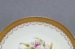 T&V Limoges Hand Painted Signed Lily Gold Encrusted Botanical 9 1/2 Inch Plate