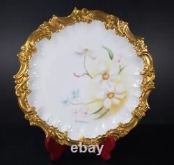 T&V Limoges Hand Painted Signed M Cannon Floral Gold Encrusted Souvenir Plates 2
