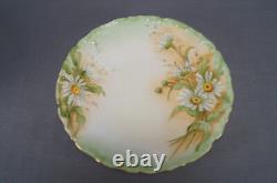 T & V Limoges Hand Painted White Daisies & Gold Pudding Set Bowl & Under Plate