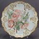 T&v Limoges Signed Jhc Hand Painted Large Pink Roses & Gold 9 Inch Plate