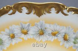 T & V Limoges TRV18 Hand Colored Daisy Pattern 12 1/2 Inch Charger C. 1907-1919