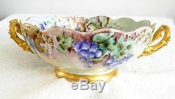 T and V Limoges double handled bowl hand painted circa 1900