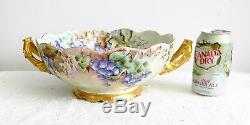 T and V Limoges double handled bowl hand painted circa 1900