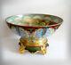 T And V Limoges Hand Painted Large Punchbowl With Stand Artist Initial