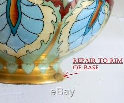 T and V Limoges hand painted LARGE punchbowl with stand artist initial