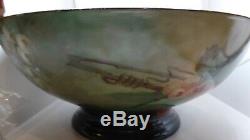 T&v Limoges Signed Me Chichester 1906 Hand Painted Punch Bowl