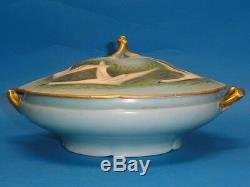 Theodore Haviland Limoges Covered Vegetable Bowl Tureen Hand Painted Signed 1910