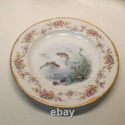 Theodore Haviland Limoges Hand Painted Fish Plates Set Of 6 Signed Alfred France