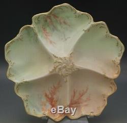 Tressemann Vogt Limoges Oyster Plate Seaweed Hand Painted Antique Porcelain