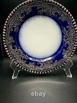 Tressmann & Vogt Limoges France Cobalt Blue with Gold Gilt Bread Plates (set 4)