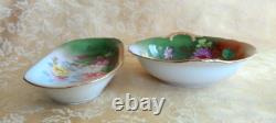 Two Antique Hand Painted J&P L France Serving Dishes Daisies With Gold Gilt Signed