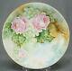 Uc Limoges Hand Painted Signed Glp Large Pink Roses Grapes & Gold Charger