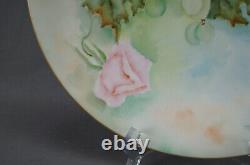 UC Limoges Hand Painted Signed GLP Large Pink Roses Grapes & Gold Charger