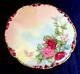 Unusual Rose Mold Jpl Pouyat Limoges Hand Painted Roses Cabinet Plate